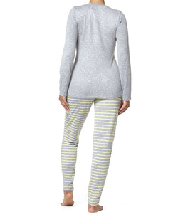Hue Wo Ribbed Henley Pajama Set Sleet thumbnail 2