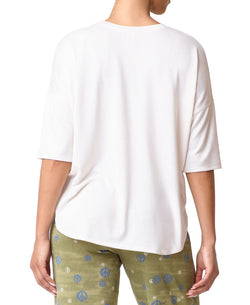 Hue self Care 3/4 Sleeve Scoop Neck Pullover Pajama Top Gardenia thumbnail 2