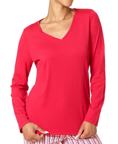 Hue solid Long-sleeve V-neck Pajama Top Cupid