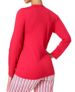 Hue solid Long-sleeve V-neck Pajama Top Cupid thumbnail 2