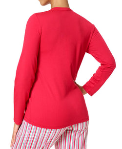 Hue solid Long-sleeve V-neck Pajama Top Cupid thumbnail 2