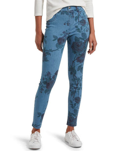 Hue wo Faded Floral Ultra Soft Denim High Waist 7/8 Legging Blue thumbnail 1