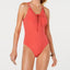 Hula Honey Juniors' Shimmer Rib Lace-up One-piece Swimsuit Coral Shimmer