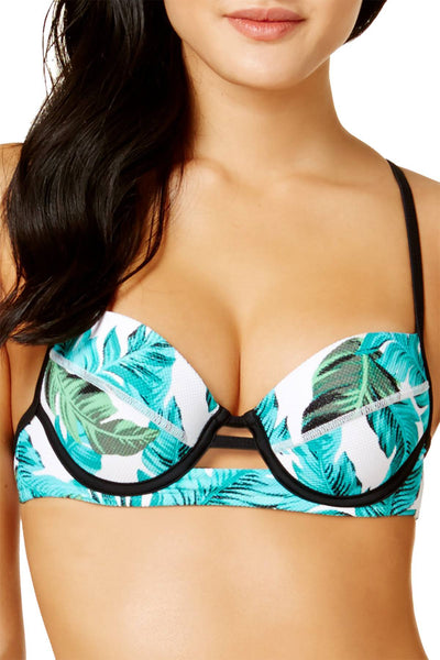 Hula Honey Torrid Tropics Pique Underwire PushUp Bikini Top in Multi Palm Print