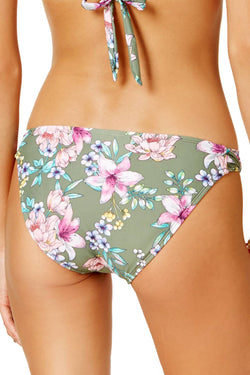 Hula Honey Tropic Romance Printed Hipster Bikini Bottom in Olive thumbnail 4