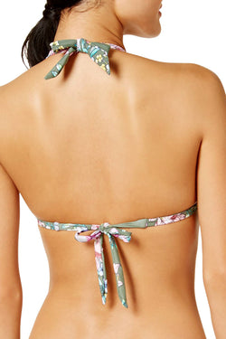 Hula Honey Tropic Romance PushUp Halter Bikini Top in Olive thumbnail 3