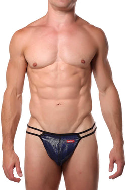 Hunk² Navy/Silver-Glitter Chaos Nova² Thong thumbnail 1