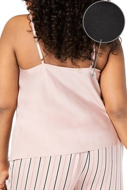 INC International Concepts PLUS Scalloped Neck Camisole PJ Top in Deep Black thumbnail 2