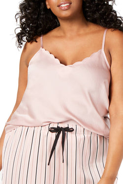 INC International Concepts PLUS Scalloped Neck Camisole PJ Top in Sandy Blush thumbnail 1