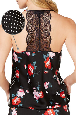 INC International Concepts Satin Tuxedo Stripe Camisole in Black Polka Dot thumbnail 2