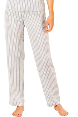 INC International Concepts Striped Satin Pajama Pant in White thumbnail 1