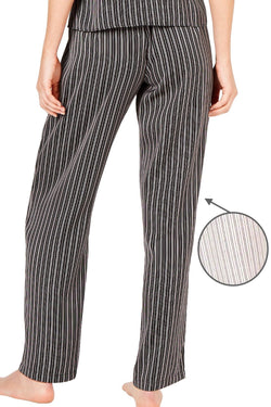 INC International Concepts Striped Satin Pajama Pant in White thumbnail 2