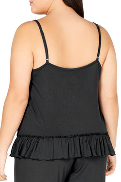 INC International Concepts Ultra Soft Ruffle Flounce Lounge Top in Deep Black thumbnail 3
