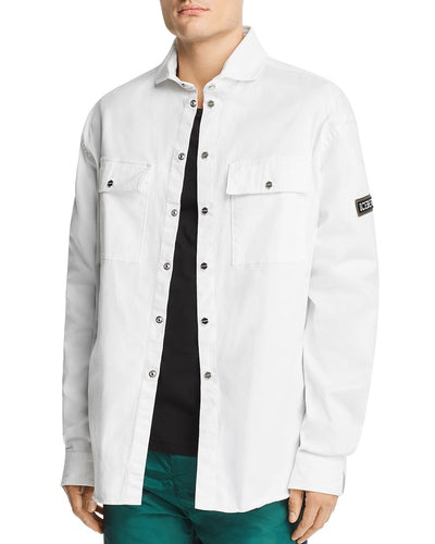 Iceberg Embroidered Denim Shirt Jacket White