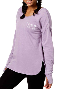 Ideology Lavender Bloom Graphic Strappy Back Long Sleeve Top thumbnail 1