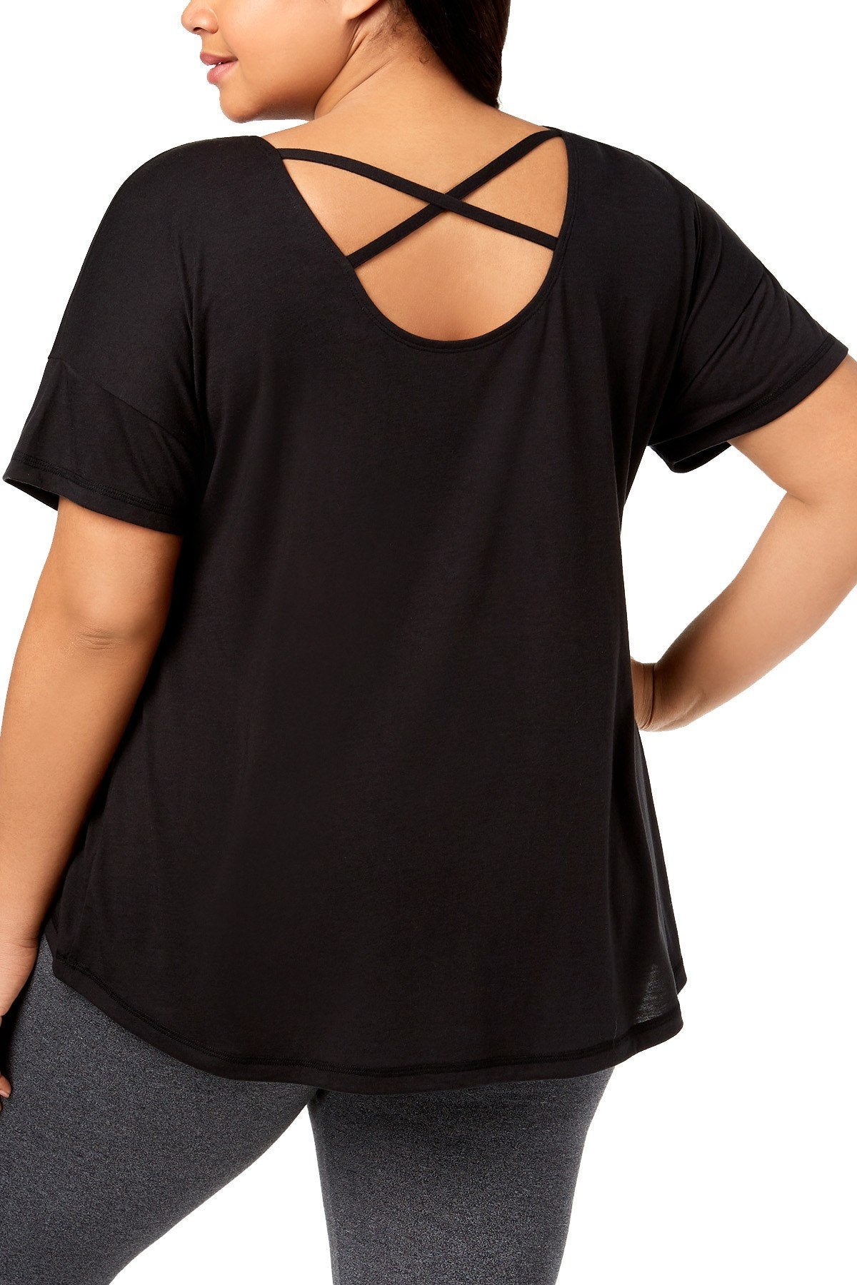 Ideology PLUS Black Noir Crisscross Back Tee