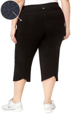 Ideology PLUS Black Noir Space Dye Flattering Cropped Athletic Pant thumbnail 3