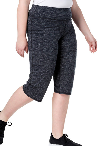Ideology PLUS Black Noir Space Dye Flattering Cropped Athletic Pant