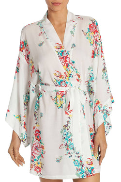 In Bloom By Jonquil Floral Wrap Robe in Ivory thumbnail 1