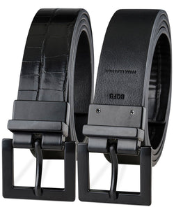 Inc International Concepts Faux-leather Reversible Crocodile Embossed Belt Black thumbnail 3