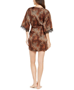 Inc International Concepts I.n.c. Short Lace-trim Wrap Robe Small Leopard thumbnail 3