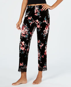 Inc International Concepts Inc Lace-trim Printed Velvet Pajama Pants Winter Break Blossom thumbnail 1