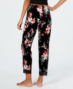 Inc International Concepts Inc Lace-trim Printed Velvet Pajama Pants Winter Break Blossom thumbnail 2