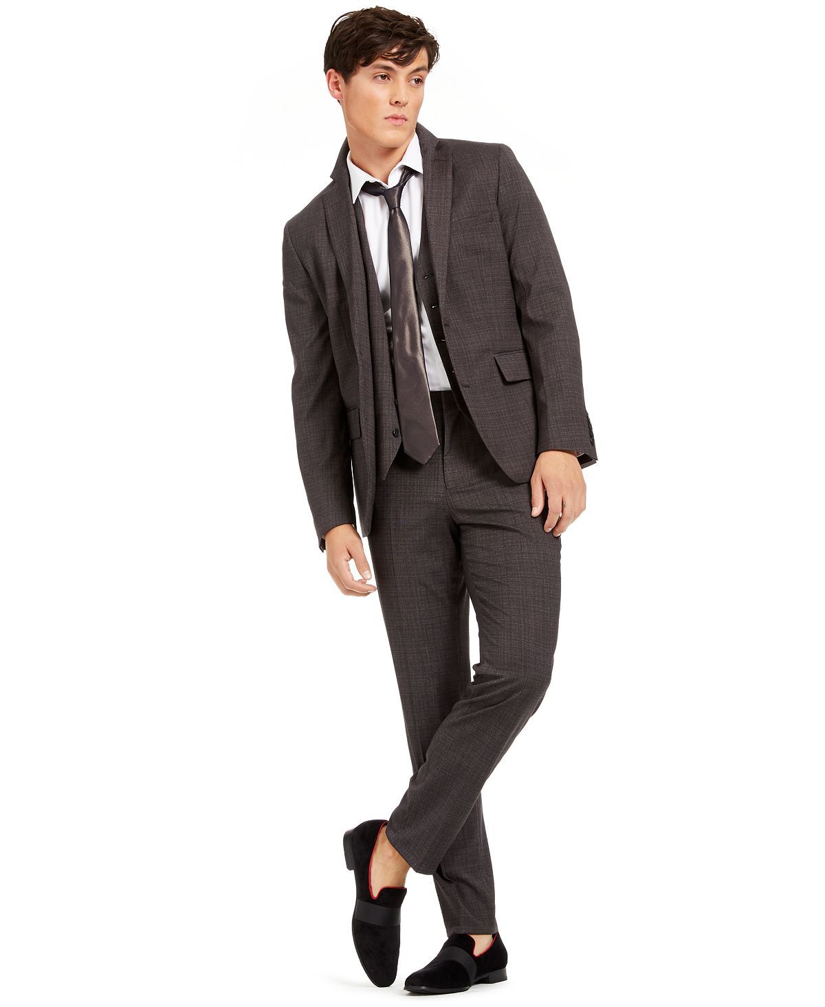 Inc International Concepts Inc Slim-fit Crosshatch Suit Jacket Charcoal Combo