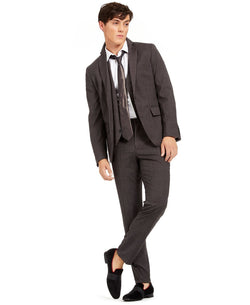 Inc International Concepts Inc Slim-fit Crosshatch Suit Jacket Charcoal Combo thumbnail 2
