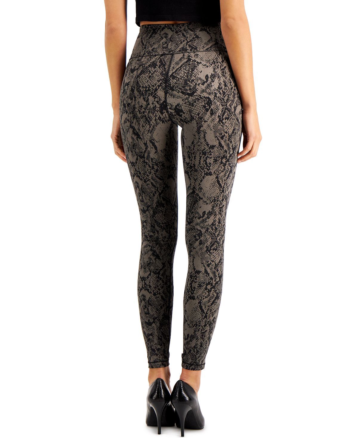 Inc International Concepts Inc Snakeskin-print Compression Leggings Black