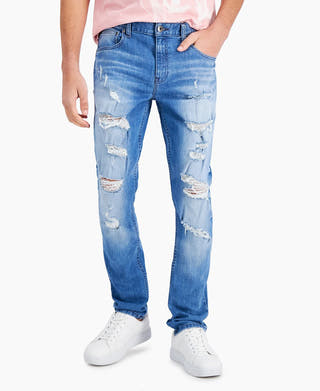 Inc International Concepts James Ripped Skinny Jeans Light Wash