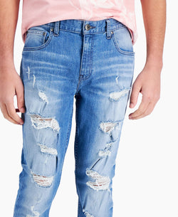 Inc International Concepts James Ripped Skinny Jeans Light Wash thumbnail 4