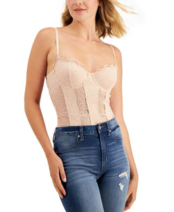 Inc International Concepts Solid Lace Cup Bodysuit Ballet Pink thumbnail 2