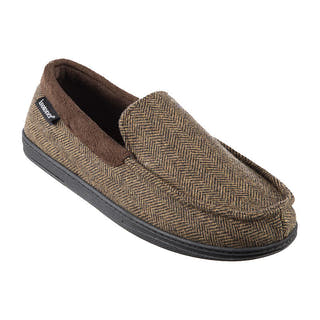 Isotoner Herringbone Logan Moccasin Slipper Dark Chocolate