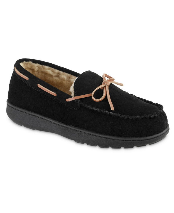 Isotoner Signature Genuine Suede Moccasin Comfort Slipper with Berber lining