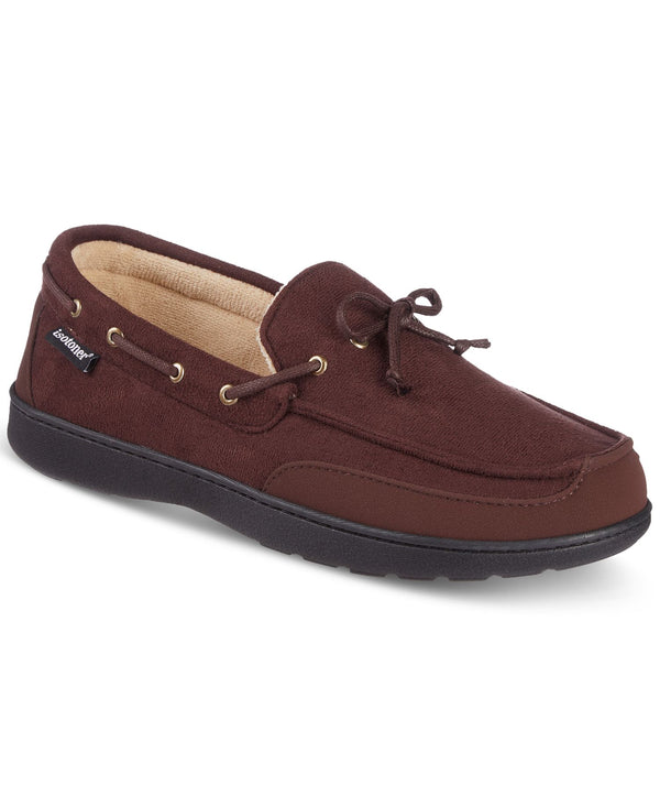Isotoner Water Repellent Microsuede Carter Boater Moccasin Slipper with Memory Foam