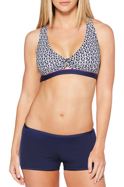 JAG Tiki Twist Front Crossback Bikini Top in Navy thumbnail 1
