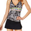 JAG Tropical Palm Racerback Tankini Top in Black