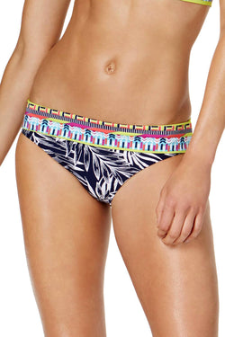 JAG Tropical Palm Retro Hipster Bikini Bottom in Navy/Bleu Marine thumbnail 2
