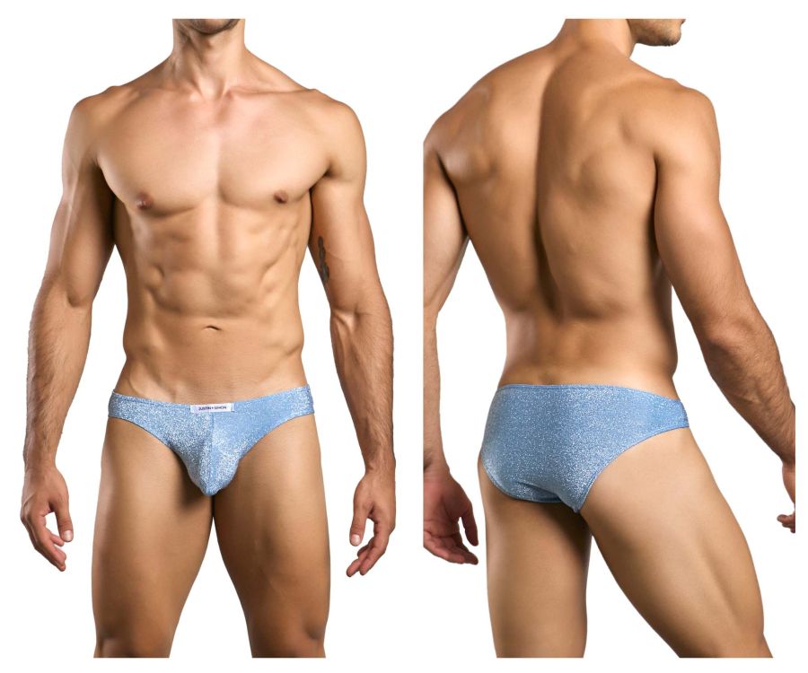 JUSTIN+SIMON Men's Underwear XSJ01 Classic Bikini Color Lurex Blue