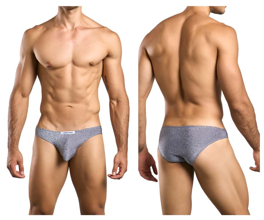 JUSTIN+SIMON Men's Underwear XSJ01 Classic Bikini Color Lurex Gray