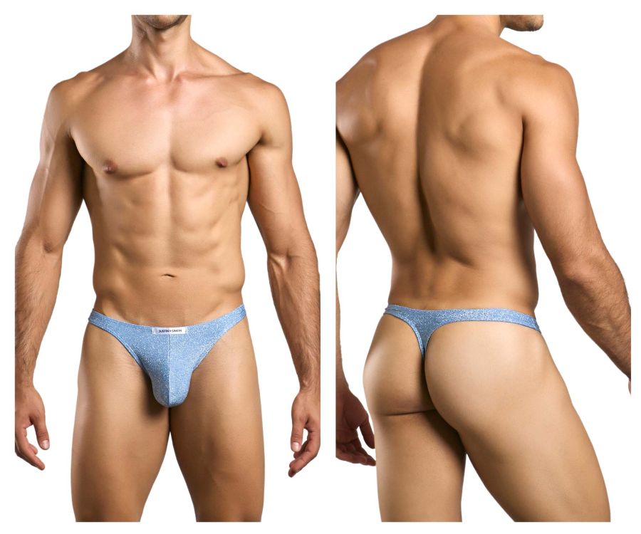 JUSTIN+SIMON Men's Underwear XSJ03 Classic Thongs Color Lurex Blue