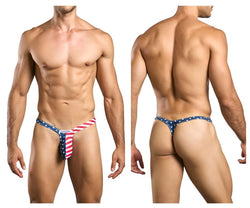 JUSTIN+SIMON Men's Underwear XSJBU02 Bulge Thongs Color USA Flag thumbnail 1