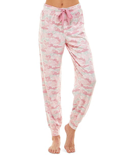 Jaclyn Intimates Ribbed Jogger Pajama Pants Cozy Camo thumbnail 1