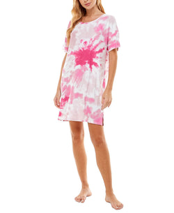 Jaclyn Intimates Super-soft Short Sleeve Sleep Shirt Daydream Tie Dye White thumbnail 1