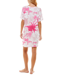 Jaclyn Intimates Super-soft Short Sleeve Sleep Shirt Daydream Tie Dye White thumbnail 2