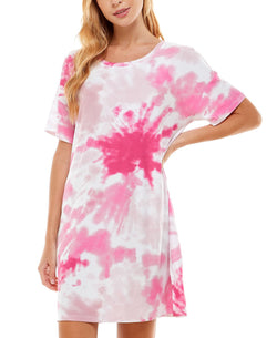 Jaclyn Intimates Super-soft Short Sleeve Sleep Shirt Daydream Tie Dye White thumbnail 3