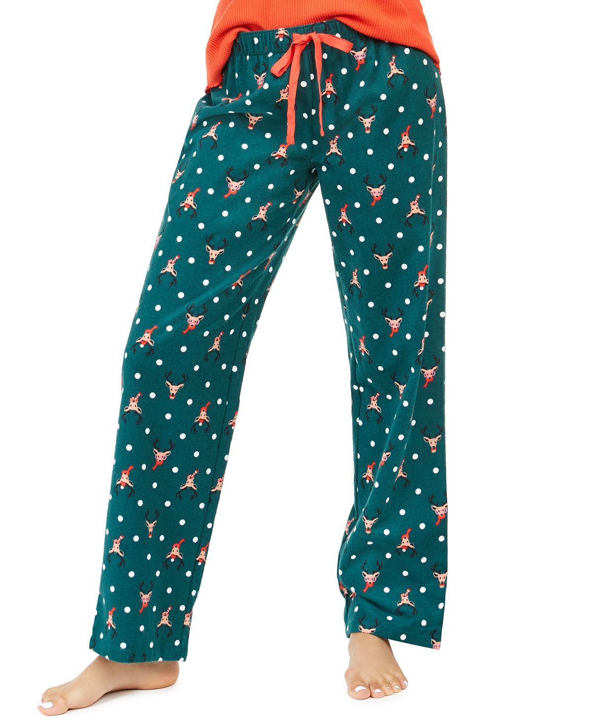 Jenni Cotton Printed Flannel Pajama Pants Reindeer Dot
