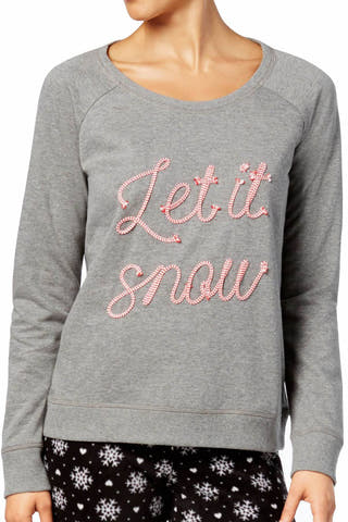 Jenni Graphic Lounge Top in Let it Snow Grey