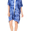 Jenni Lightweight Printed Short Sleeve Wrap in Blue Tie Dye
